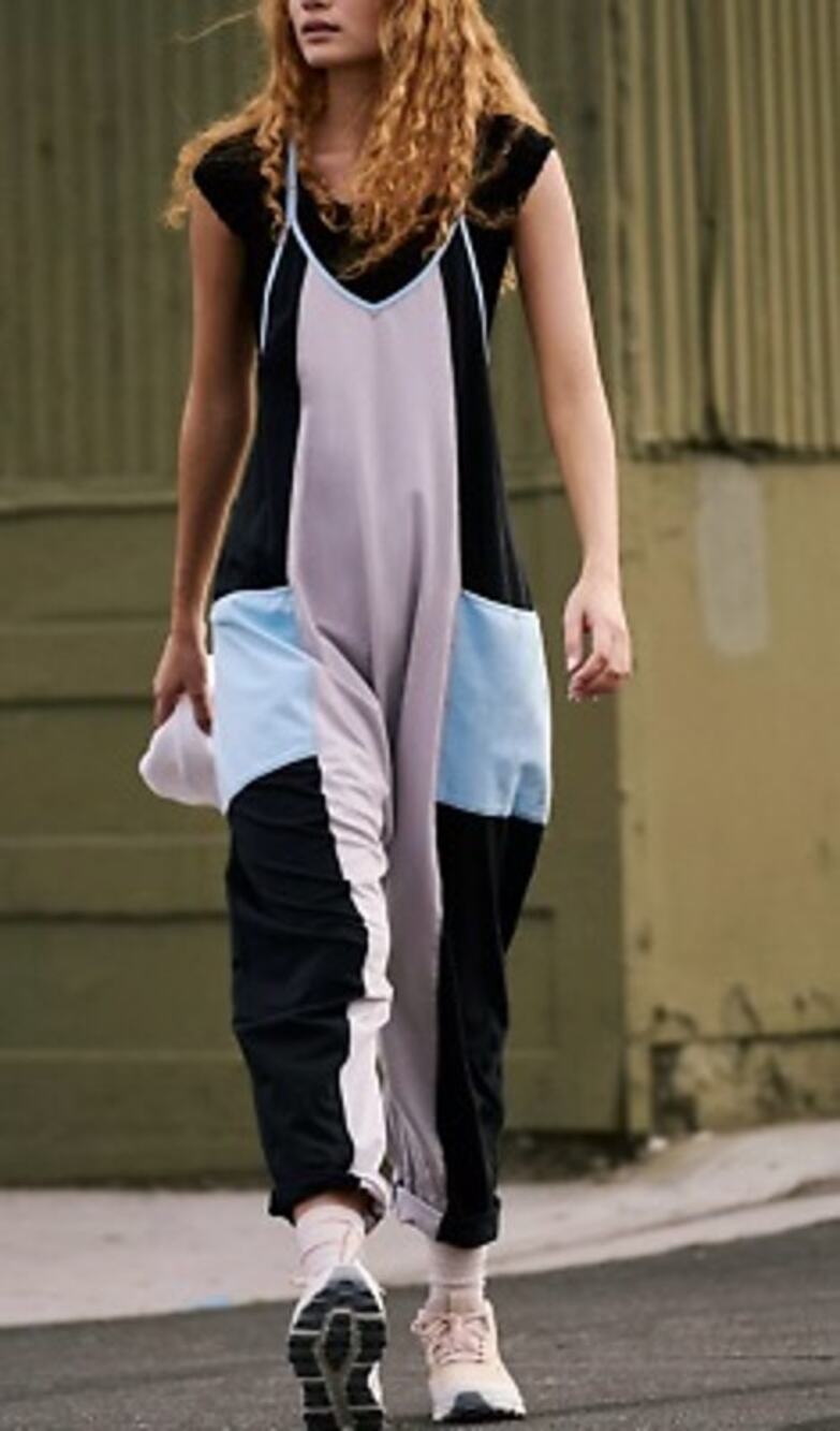 Free People FP Movement Hot Shot Colorblock Onesie in the Raindrop colorway